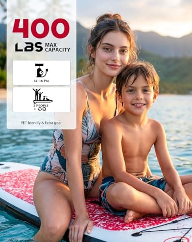 FEATH-R-LITE Inflatable Stand Up Paddle Board 10'6''x33''x6'' Ultra-Light (18.9lbs) SUP with Paddleboard Accessories,Fins,Adjustable Paddle, Pump,Backpack, Leash, Waterproof Phone Bag - Thumbnail 3
