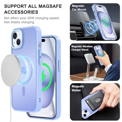Thomo Upgraded Magnetic for iPhone 15 Plus Case [Compatible with Magsafe] [Mil-Grade Protection], Pocket-Friendly, Slim Translucent Phone Case Cover for iPhone 15 Plus 6.7", Blue - Thumbnail 2