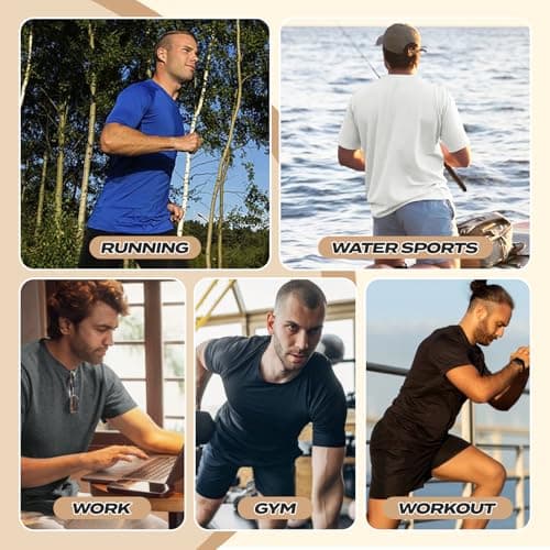 BOOJO Workout Mens Shirts - Casual 2 Pack Black Quick Dry Moisture Wicking T-Shirts Crew Neck Short Sleeve for Gym Athletic Running - Thumbnail 2
