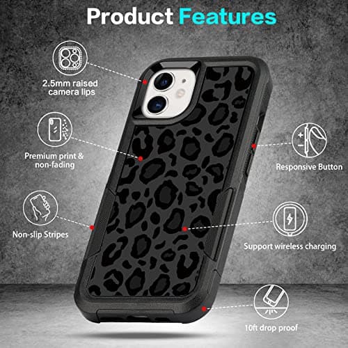 LOQUPE Designed for iPhone 11,Heavy-Duty Tough Rugged Lightweight Slim Shockproof Protective Case for iPhone 11 6.1 Inch,Women Girls,Cute Cheetah Leopard Pattern - Thumbnail 5