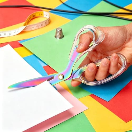 scissors all purpose scissors for office, 9 Inch Titanium Coated Blades and Ergonomic, Clear Sscissors for Office Desk, Modern Design for Craft, Sewing, fabric,Office/Multicolored - Thumbnail 4