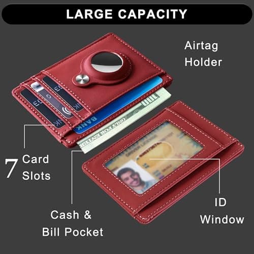 Hawanik Slim Minimalist Front Pocket Air Tag Wallet, RFID Blocking Card Holder Wallet with Airtag Holder - Thumbnail 3