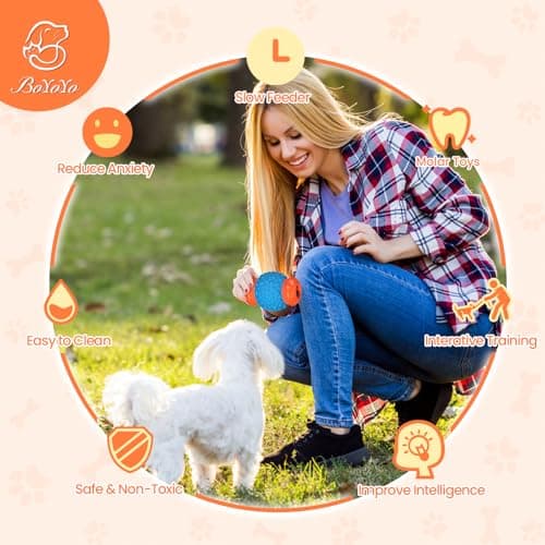 BoYoYo Interactive Dog Toys Treat Dispenser - Slow Puzzle Feeder for Large Dogs, Mental Stimulation for Anxiety Relief & Boredom - Thumbnail 4