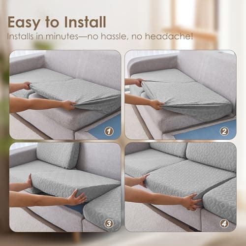 Couch Cushion Covers Waterproof, Stretch Sectional Couch Covers L Shape, Sofa Cushion Covers Washable, Non Slip Magic Sofa Covers, Sofa Slipcovers with Elastic Bottom, Pet-Friendly (1 Chaise Cover) - Thumbnail 6