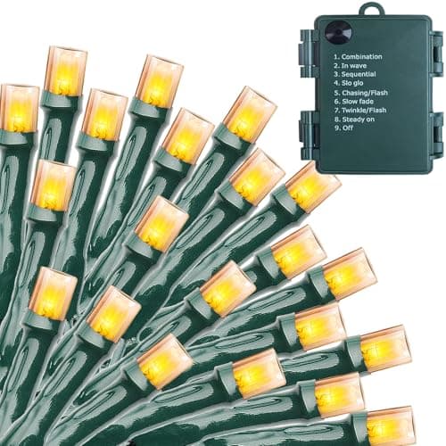 ANGSKALSA Battery Operated Christmas Lights - 50 LED Mini Lights with Auto Timer, 8 Modes, Warm White - Image 1