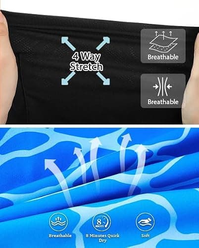 westwolf Board Shorts for Mens Blue Men's Swim Trunks with Compression Liner 9" Beach Quick Dry Blue Swim Trunks Men with Pockets Holiday Board Shorts Men Swimming Wear M - Thumbnail 4