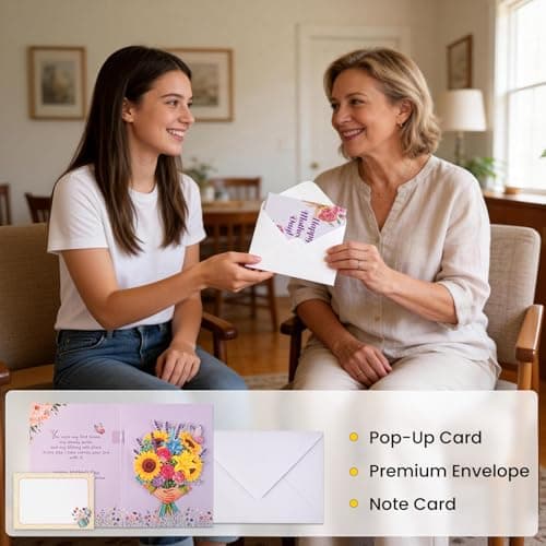 mountova Mothers Day Card with Sound & Motion, Musical Sunflower Bouquet Mother's Day Card, Heartfelt Mothers Day Gifts for Mom, Grandma, Wife, Daughter, 5.9 x 7.9Inch - Thumbnail 5
