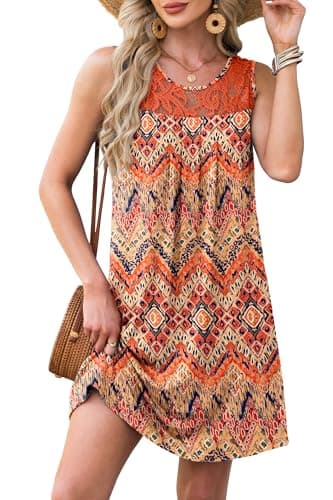 BKRIVE Summer Dresses for Women Bathing Suit Cover Up Floral Point Sleeveless Beach Boho Dress (yhBoho, XL) - Image 1