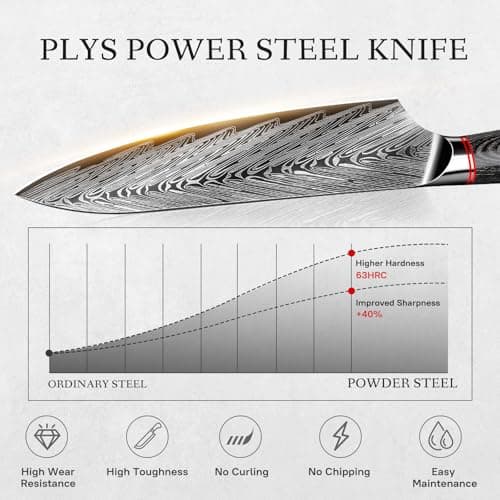 8-Inch Chef Knife Japanese for Kitchen: High Carbon Stainless Steel Sharp Cooking Knives Cutting Vegetable Ergonomic Handle - Thumbnail 4