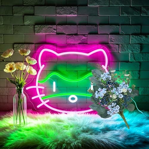 Neon Sign, FPLL Dimmable Neon Signs for Wall Decor, Cute Pink LED Light up Cat Signs for Man Cave, Bedroom, Party, Game Room & Home Decor, Led Sign USB Power - Image 1