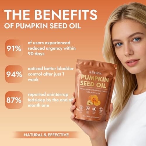 NURIVA Pumpkin Seed Oil with Saw Palmetto – Cold Pressed, Pure Virgin Oil, Rich in Essential Fatty Acids & Phytosterols – Supports Hair, Urinary & Prostate Health – Non-GMO, 100% Natural(1pc) - Thumbnail 6