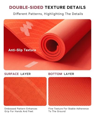 HAPBEAR Extra Large Yoga Mat (84''×30'') - 1/3'' Thick Double-Sided PVC Non-Slip Exercise Mat with High Rebound Cushioning, Dual-Side Usable for Home Gym, Yoga, Pilates & Workouts -Orange - Thumbnail 3