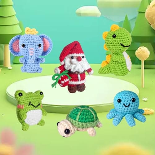 Wunila 6Pcs Crochet Kit for Beginners, Crochet Animal Kits for Adults with Step by Step Videos Tutorials, Knitting Kit for Crochet Lovers Great Birthday Holiday Gift, DIY Handmade Gifts - Thumbnail 5