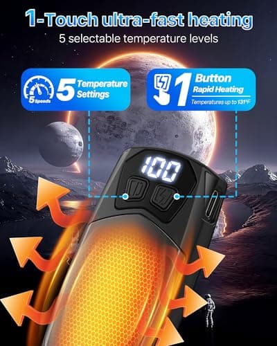 Kesguar Hand Warmers Rechargeable 2 Pack - 6000mAh Electric AI Handwarmers, LED Display & 5-Level Heating, 20Hrs Long Lasting, 2-in-1 Portable Heater, Gifts for Valentine's Day/Golf/Hunting - Thumbnail 4