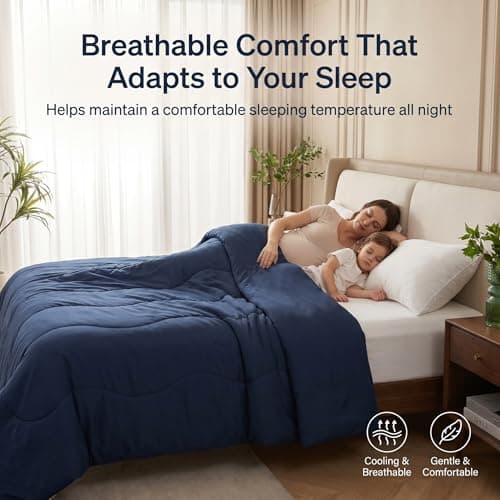 Cooling Comforter King Size, Bamboo Summer Cold Blanket for Hot Sleepers - Thumbnail 6