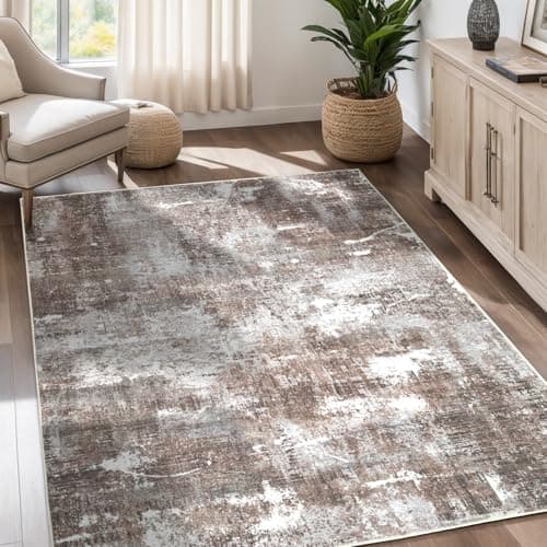 Dotiiorug Modern Abstract Washable Area Rug for Living Room,Low Pile 6x9 Non Slip Carpet Non-Shedding Area Rug Soft Indoor Stain Resistant Rug Brown - Image 1