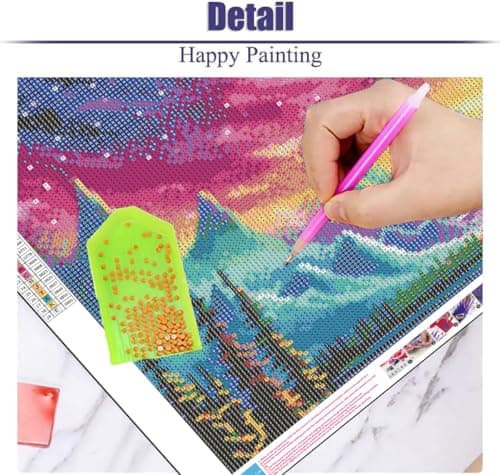 ijbnhd Large Diamond Art Kits for Adults, 5D Extra Large Christmas Tree Diamond Painting Kits for Beginners, DIY Full Drill Round Christmas Gem Art for Crafts Home Wall Decor Gift 16X28inch - Thumbnail 6