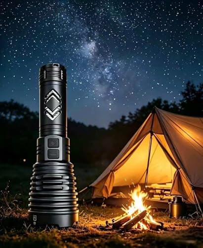 baibian [24H Long Life] High Power 155,000 Lumens Rechargeable Flashlights, Super Bright Tactical Flashlight with 1200m Ultra-Long Beam, XHP160.6 LED Light for Emergency, Camping, Gifting - Thumbnail 5