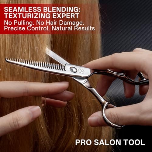 Professional 6.1 Inch Hair Thinning Shears VG10 Stainless Steel 27 Tooth 15% Low Thinning Rate for Seamless Blending and Controlled Texturizing - Thumbnail 2