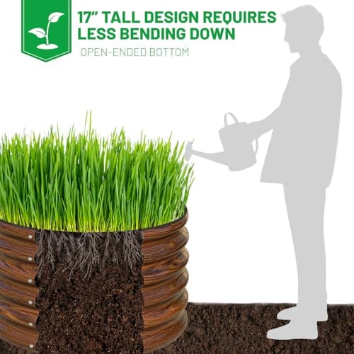 SnugNiture Raised Garden Bed, 2 PCS 2×2×1.5ft Round Galvanized Outdoor Planter Box, 17" Tall Deep Metal Garden Bed Kit for Planting Vegetables, Fruits, Flowers, Brown - Thumbnail 2