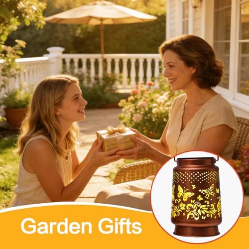 Solar Lanterns Outdoor Waterproof Butterfly Garden Decor Birthday Gifts for Women Mom Grandma, Hanging Solar Lights Metal Lantern Decoration Outside for Yard, Patio, Backyard, Porch - Thumbnail 6