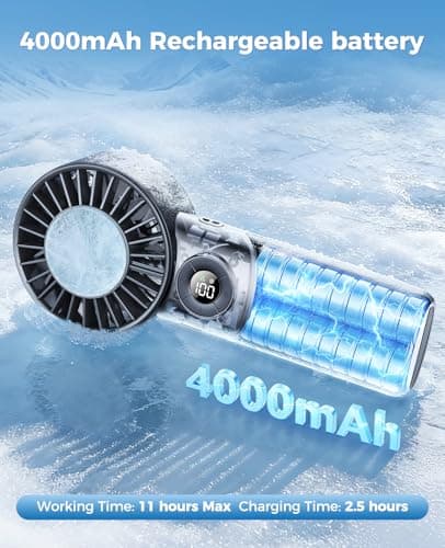 Eastfox 2026 Upgrade 3 In 1 Handheld Portable Turbo Fan with Ice Cooler,Rechargeable 100 Speed Mini Personal Fan 10500 RPM Small Pocket Fans Makeup fan for Outdoor,Office,Camping,Travel-Black - Thumbnail 5