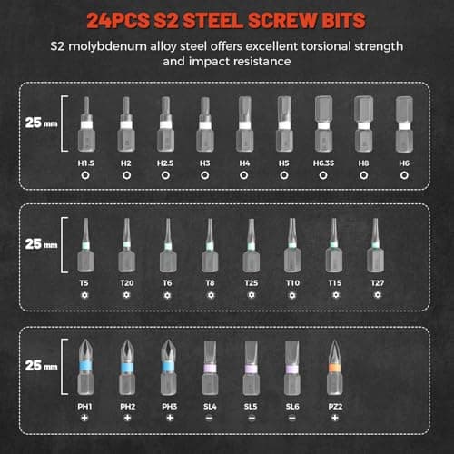 ApexSelect 24 in 1 Magnetic Ratchet Screwdriver Set - Includes Allen Wrenches Sets, for Ring Doorbell/Camera Screwdriver,Home Repair,Electronic & DIY | S2 Alloy Steel with Storage Case. - Thumbnail 4