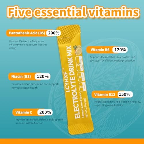 LCYHXF Electrolytes Powder Packets | Sugar Free, 0 Calorie Rapid Hydration Packets | Keto Friendly, Vegan, Non-GMO | Lemon Lime, Passion Fruit, Raspberry, Watermelon -20 Sticks - Thumbnail 3