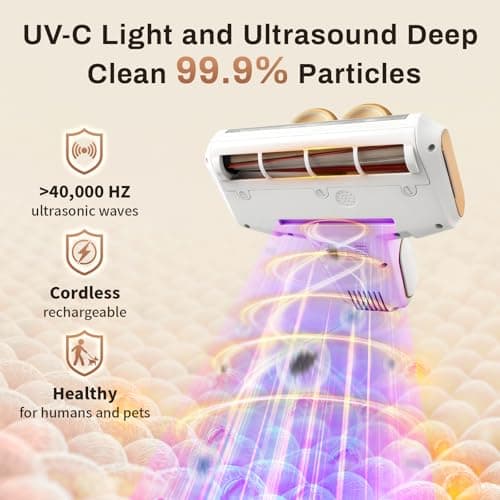 SRGARH Cordless Mattress Vacuum Cleaner, 16Kpa Bed Vacuum with 253.7nm UV-C Light & Ultrasonic Tech, HEPA Filter, Portable Handheld Vacuum for Bed Sofa Couch Crib & Pet Hair (White) - Thumbnail 4