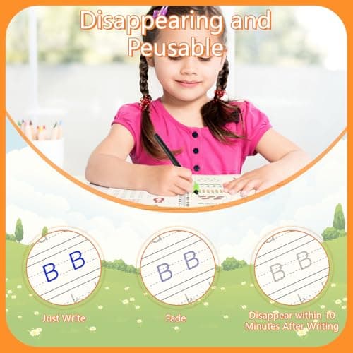 PEASUG Grooved Writing Books for Kids 3-5, Magic Grooved Writing Practice for Kids, Reusable Handwriting Workbooks Practice for Kid Learn to Write, Children's Magic Copybooks 4 Pack - Thumbnail 6