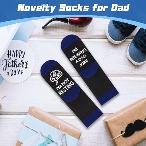 Dalycro Fathers Day Socks Gifts for Dad Husband Grandpa Men Novelty Socks for Dad Perfect for Birthday and Fathers Day (US, Alpha, One Size, Regular, Regular, BlueBlack) - Thumbnail 5