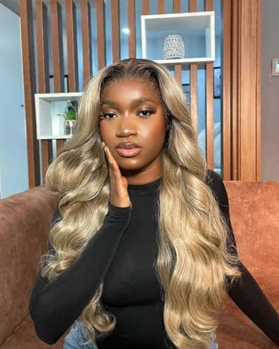 ILHILH 220 Density Ash Blonde Wig Human Hair Body Wave 13x6 HD Lace Front Wigs Human Hair For Women Ombre Brown Roots Ash Blonde Wigs Colored Lace Frontal body wave 26 Inch - Thumbnail 2