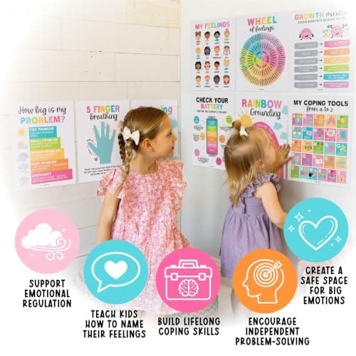 Hadley Designs 9 Calming Corner Posters for Classroom Must Haves - Calm Down Corner Supplies with Emotions Chart, School Counselor Mental Health Poster, Feelings Chart For Kids, Pastel Classroom Decor - Thumbnail 5