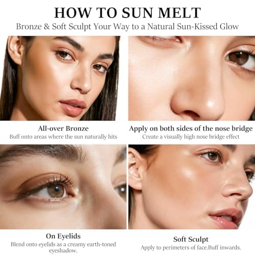 HECI BEAUTY Cream Bronzer with Brush, Creamy & Highly Pigmented Formula, Blendable Cream Contour Makeup with a Natural, Matte Finish - Buildable Formula for Shimmer-Free, Light, 0.7 Oz - Thumbnail 6