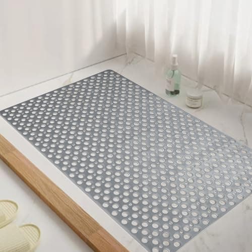 Tiamo Non Slip Large Shower Mat 35.4"*23.6", TPE Bath Mats for Inside Outside Shower,Extra Large Bathtub Mat with Suction Cups and Big Drain Holes - Image 1