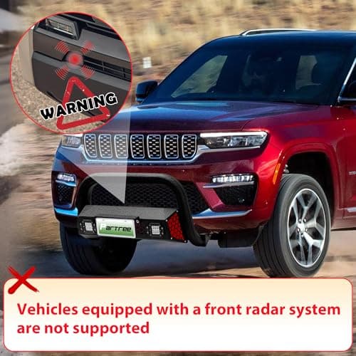 Partree Bull Bar Fit for Nissan Frontier 2022 2023 2024 2025 with LED Light & w/License Plate Bracket DIY Paintable Front Bumper Brush Push Bar Grille Guard Protector - Thumbnail 2