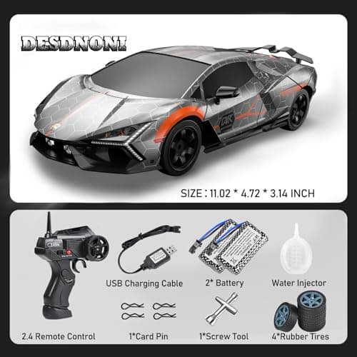 Remote Control Car RC Drift Car 1:16 Scale 4WD 18KM/H High Speed Model Vehicle 2.4GHz with LED Lights Spray Rubber Tire Racing Sport Toy for Adults Boys Girls Kids Gift 2Pcs Rechargeable Batteries - Thumbnail 6