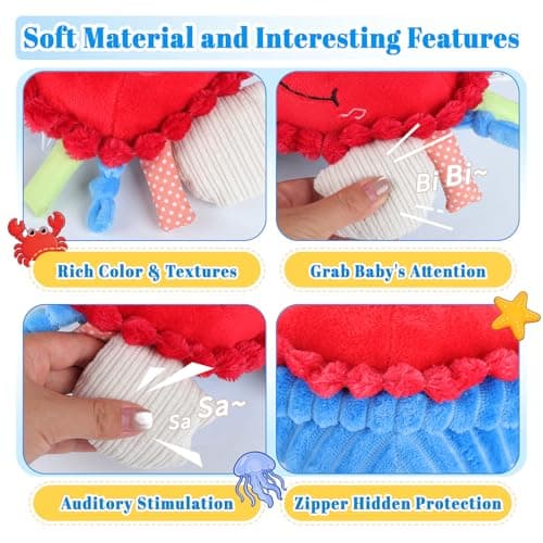 Crawling Crab Baby Toys 6-12 18 Months, Musical Dancing Crab Plush Toy - 45 Songs & Voice Recorder, Crawling Toy for Baby Infant Tummy Time, Crab Toy for 12-18 Months, Sensory Toys for Toddlers 1-3 - Thumbnail 5