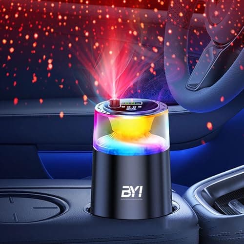 Smart Car Air Freshener with RGB Ambient Light, Galaxy Cloud Mist, Auto On/Off, Built-in Battery, Car Aroma Diffuser, Home, Office (4 Essential Oil Box), Long-Lasting Scent - Image 1