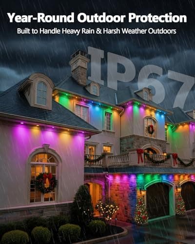 LightSeek New Year Permanent Lights for House, 54ft 36 LED RGB Smart Lihgts, Music Sync & 213 Scene Modes, 2-Way Eaves & In-Ground, App Remote Control, IP67 Waterproof, Party Decor, Indoor, USB - Thumbnail 2