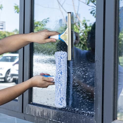 Mitclear Professional Window Cleaning Kit 10IN, Windows Cleaner Tool with Silicone Squeegee, Microfiber Scrubber & Cloth, Window Washing Equipment or Home Shower Glass Doors Car Windshield - Thumbnail 5