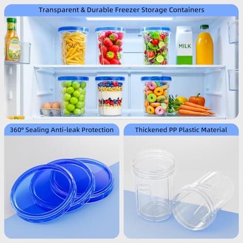 Winproper Freezer Storage Containers, 6 Pack-33 OZ Food Storage Containers with Twist Top Lids, Reusable Plastic Containers with Lids, Soup Containers for Meal Prep, Overnight Oats, Leftovers, Snack - Thumbnail 4