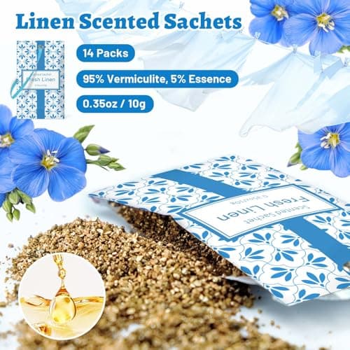 STRN Linen Scented Sachets for Drawer and Closet, Long-Lasting Sachets, 14 Packs for Home Fragrance, Small Space Air Freshener for Wardrobes - Thumbnail 2
