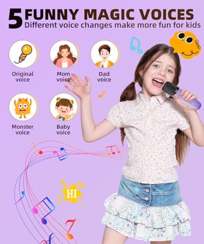 Mini Karaoke Machine Speaker for Kids Adults, Portable Bluetooth with 1 Wireless Microphones, Children's Day Birthday Gift Ideas for Toys for Teens Boys and Girls Aged 4, 5, 6, 7, 8, 9, 10, 11, 12+ - Thumbnail 4