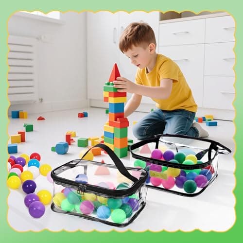 4 Packs Clear Toy Storage Bags, PVC Waterproof Toy Organizer with Zip Reusable Bags for Building Blocks, Board Game, Puzzles, Kids Books, Stationery - Thumbnail 4