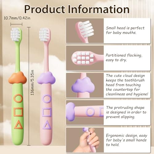 Lonlown Kids Toothbrushes 8 Pack,Soft Bristle Toothbrush for Toddlers 2-12 Years Old, Cute Multicolor Boys Girls Toothbrushes,Clean Kids Teeth Bristles Not Easy to Shed - Thumbnail 3