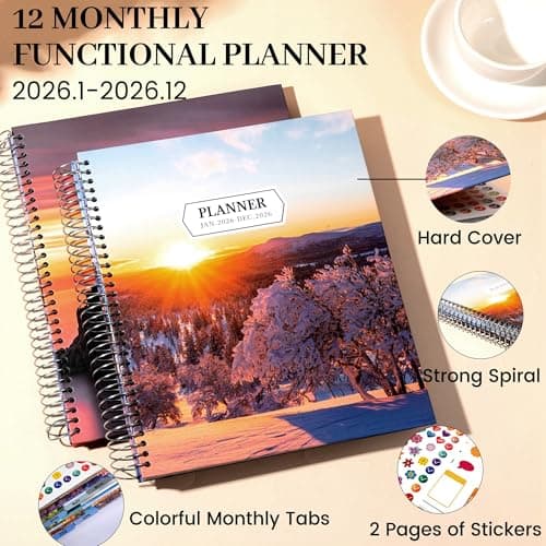 CAGIE 2026 planner Weekly and Monthly Jan 2026-Dec 2026 Hardcover Hourly Daily Planners for Women 26 Calendar Planner with Stickers Spiral Bound Yearly Agenda, 8.5 x 11 - Thumbnail 2
