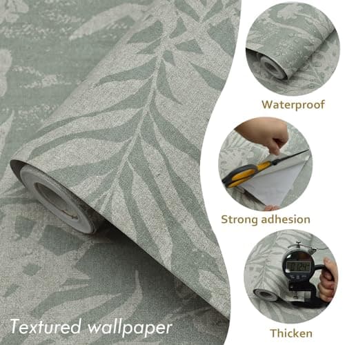 Naphite Floral Peel and Stick Wallpaper Vintage Leaf Botanical Dark Green Contact Paper for Cabinets Drawers Boho Self Adhesive Removable Wallpaper for Bedroom Waterproof Shelf Liner 17.3inW 393inL - Thumbnail 4