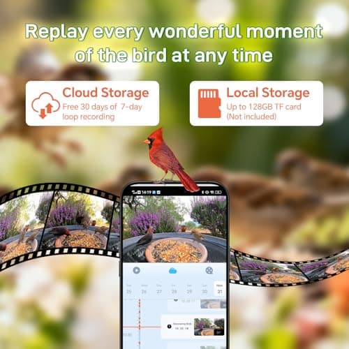 Centvicam Smart Bird Feeder with 2K Camera: Wireless Wild Bird Feeder for Outside with AI Identify Birds Species Solar Powered,HD Video Live Stream, Instant Arrival Alerts - Blue - Thumbnail 6