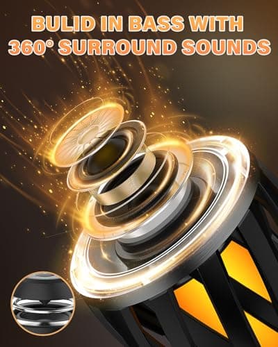 Father's Day Gifts for Dad, 2026 New Outdoor Bluetooth Speaker with Flame Lights, Cool Birthday Gifts for Men Him Her Boyfriend Husband, Patio Garden Camping (2 Pack) - Thumbnail 2